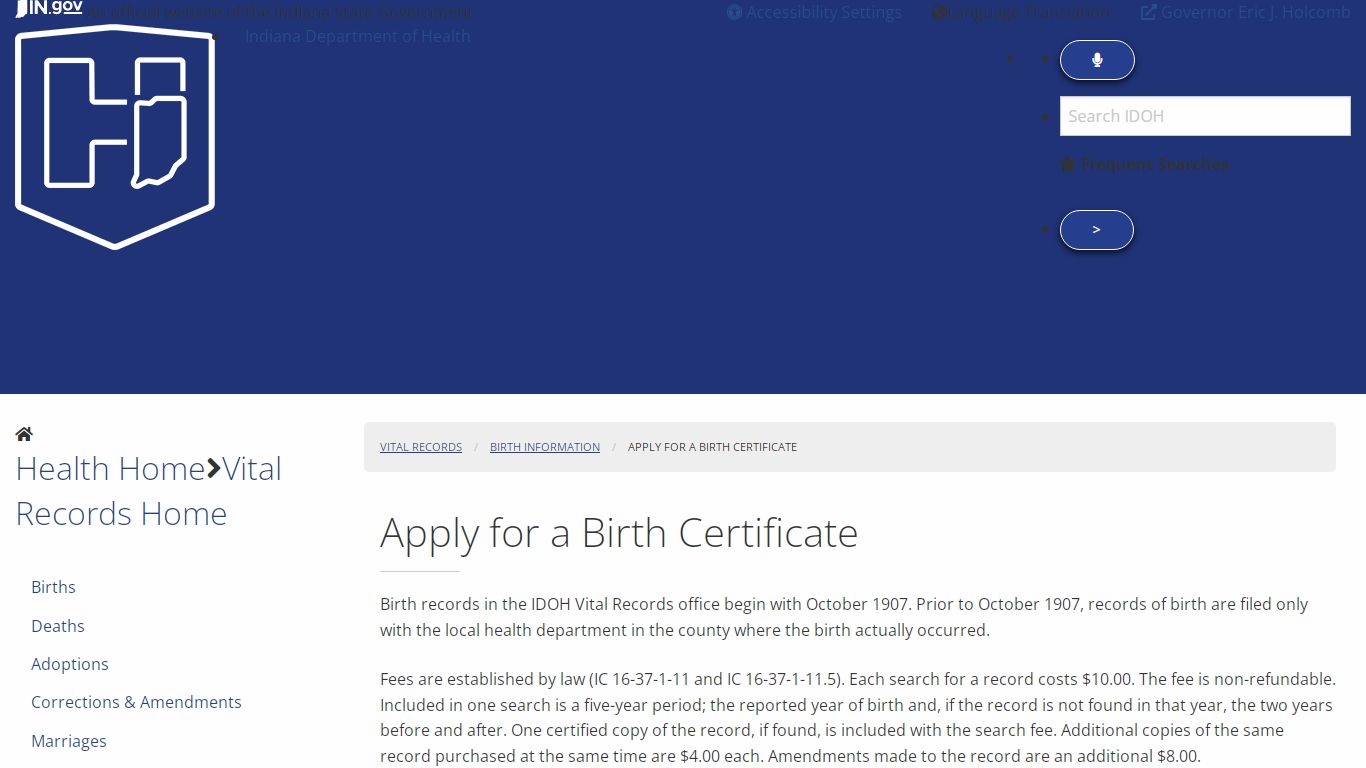 Apply for a Birth Certificate - Vital Records